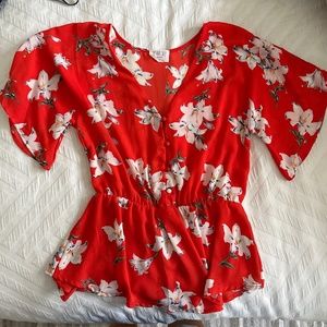 Sienna Sky Bright Orange Floral Top